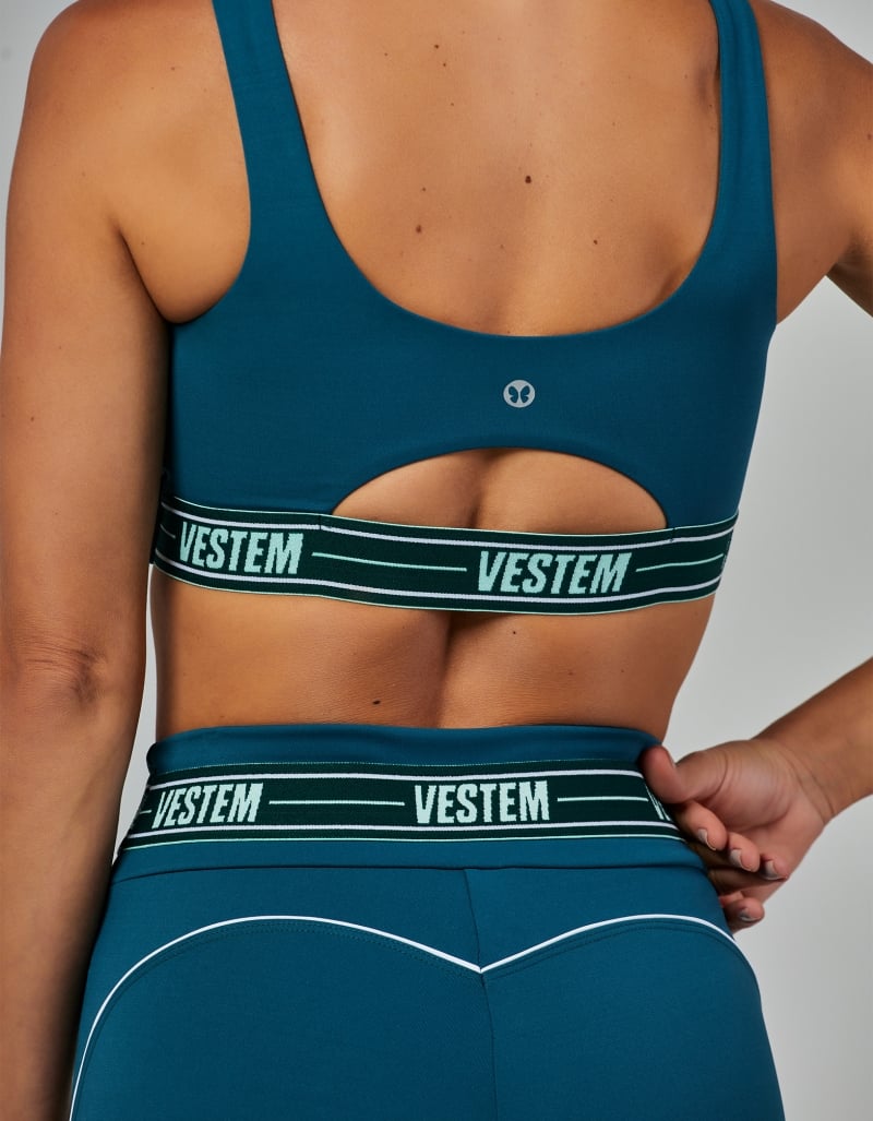 Top Alta Sustentação Elástico Impulse Azul Submarine Vestem