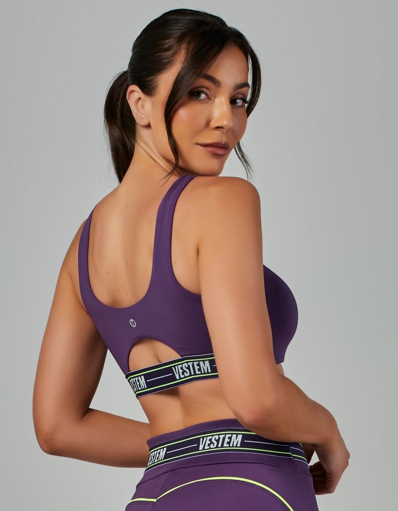 Top Alta Sustentação Elástico Impulse Roxo Ametista Vestem