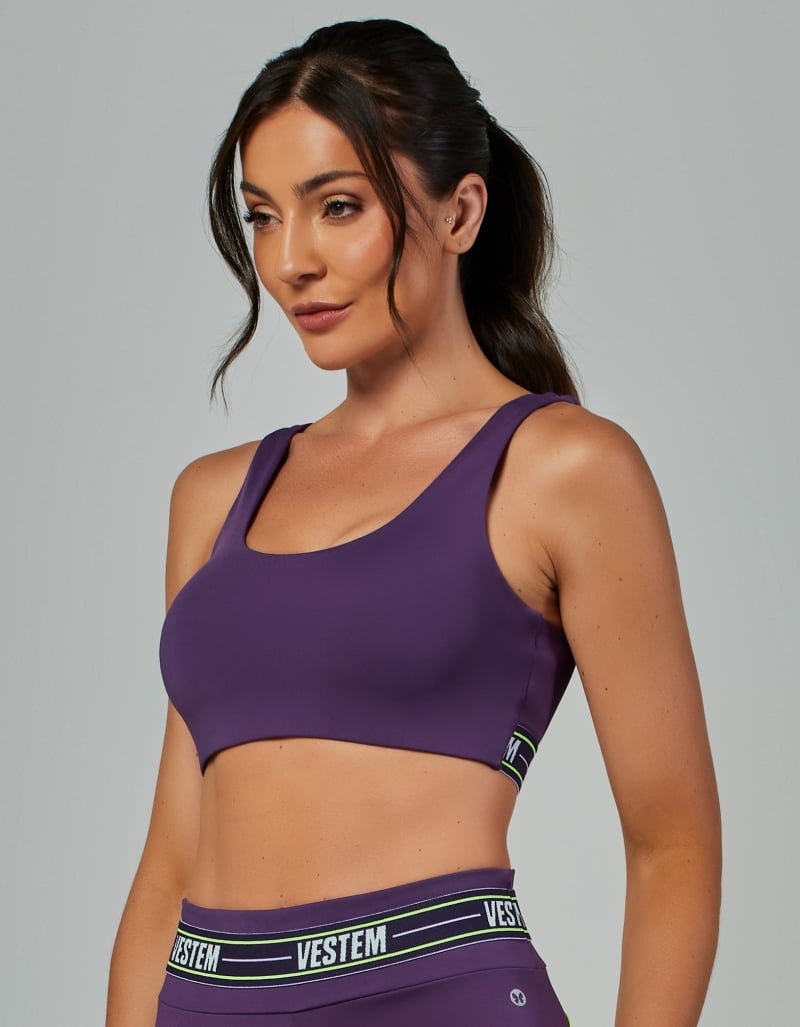 Top Alta Sustentação Elástico Impulse Roxo Ametista Vestem
