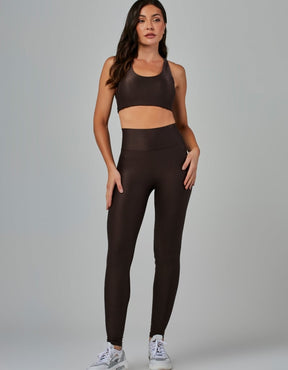Legging Fusô com Bolso Shine Marrom Coffee Vestem