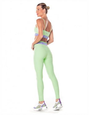Legging Fuso Cós Elástico Hera Verde Menta Vestem