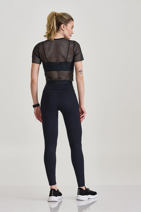 Cropped De Tela Com Aplicação Preto Caju Brasil