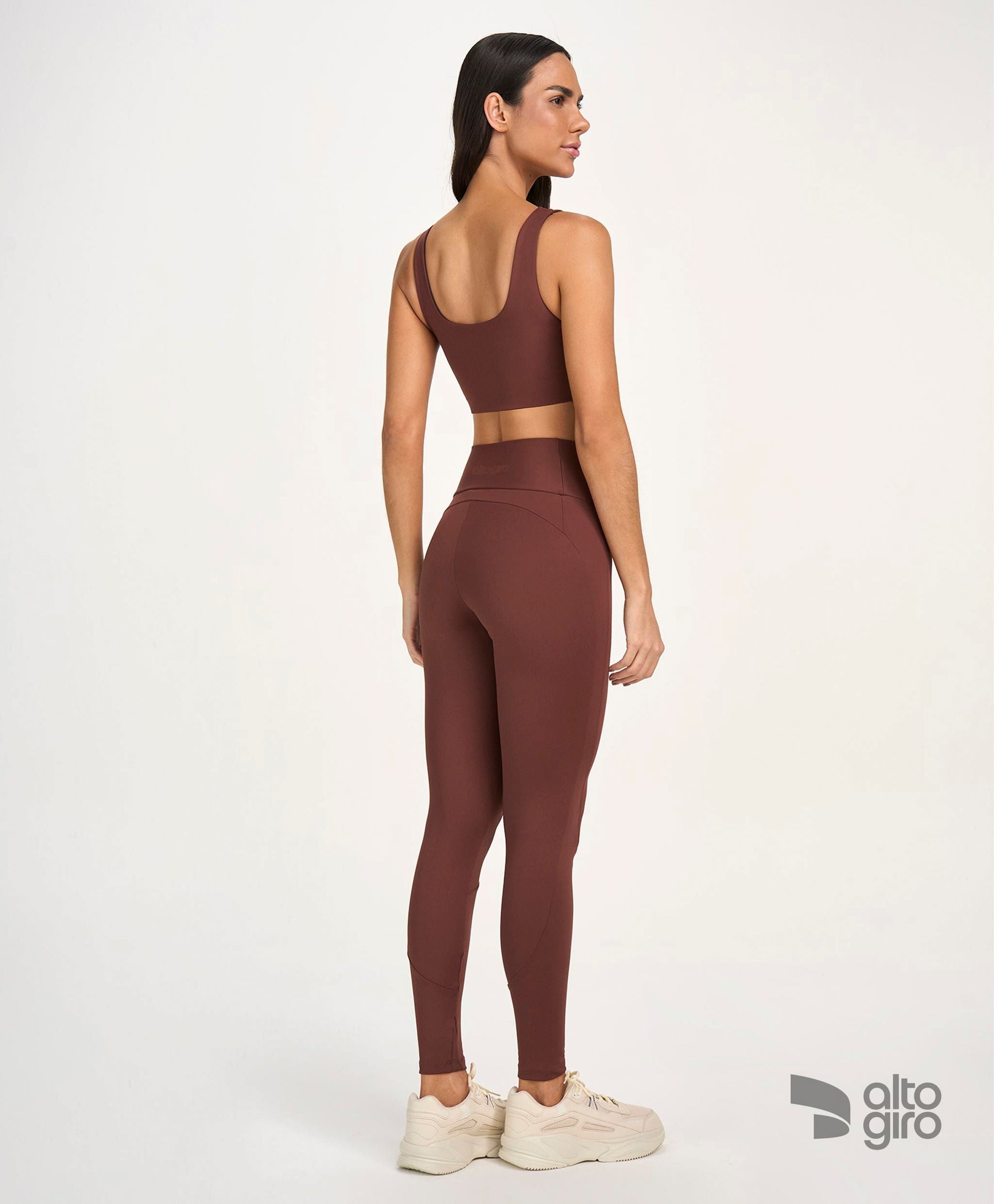 Legging Zig Com Recortes Marrom Cappuccino Alto Giro