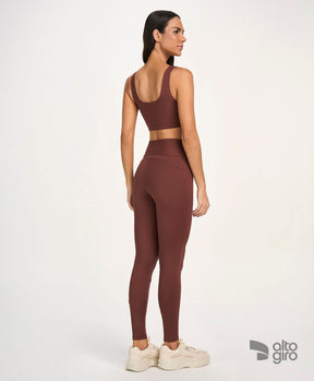 Legging Zig Com Recortes Marrom Cappuccino Alto Giro