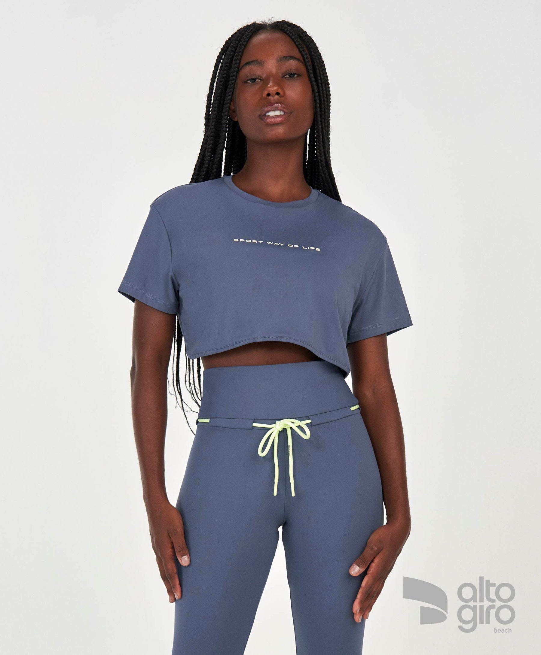 T-Shirt Cropped Sport Way Of Life Cinza Alto Giro