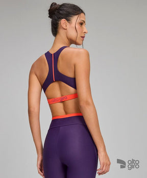 Top Contraste Costas Nadador Roxo Royale Alto Giro